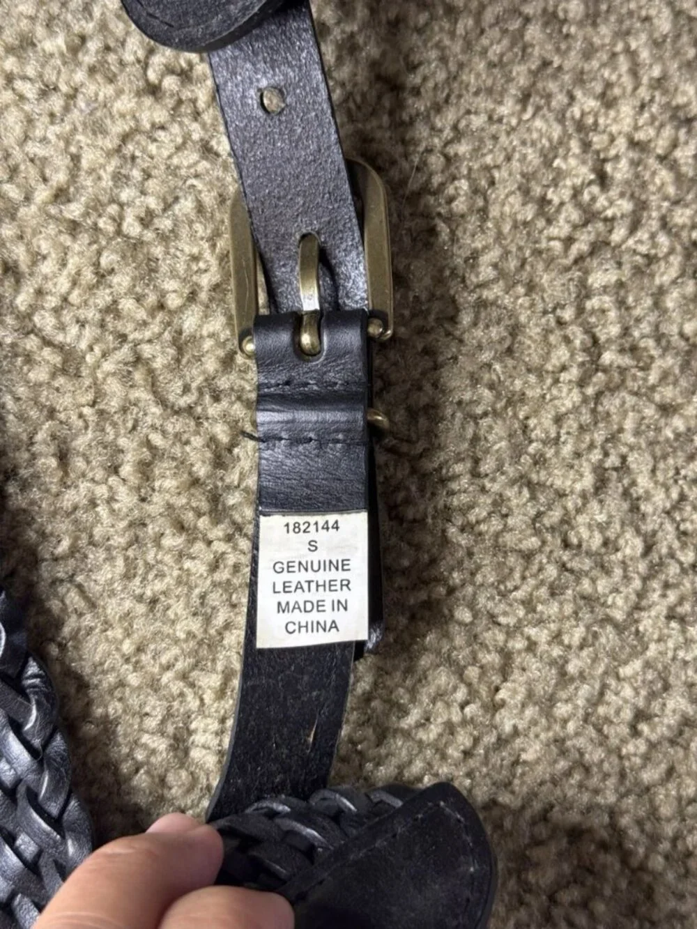 LOFT Leather Belt Black Braided Wide Studded SMALL 32” Bohemian Bohochic